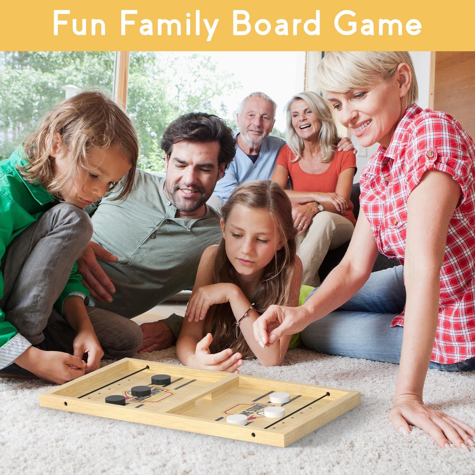 Hailey&Elijah Exciting Fast Sling Puck Game, Crash Bash Board Game, Table Top Hockey Game, Football Slingshot Game, Wooden Hockey Game, Rapid Sling Table Battle Speed String Puck Game