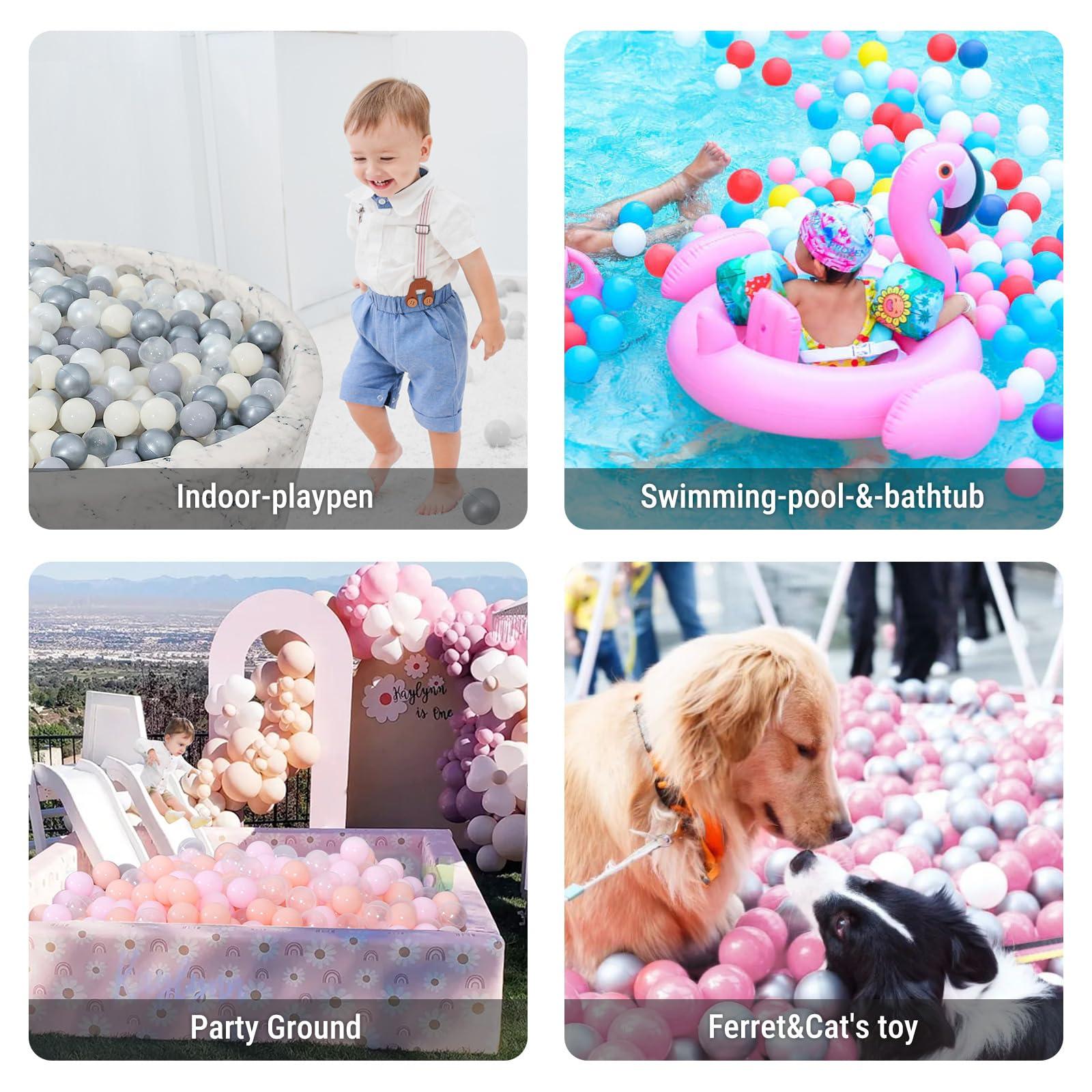 STARBOLO STARBOLO Ball Pit Balls for Toddlers- Pack of 100 Phthalate Free BPA Free Non-Toxic 2.17-Inch Crush Proof Play Balls (Pink/Light Pink/Transparent).