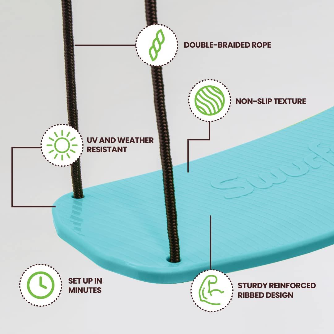 Swurfer Swurfer Kick Stand Up Tree Swing, Outdoor Swing Swingset Outdoor for Kids with Adjustable Handles, Outdoor Swing for Kids, Outdoor Play, Weatherproof, Easy Installation, 200 lbs, Ages 6+, Blue