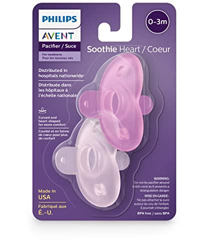 Philips Avent Philips AVENT Soothie Heart Pacifier, 0-3 Months, Pink/Light Pink, 4 Pack, SCF099/42