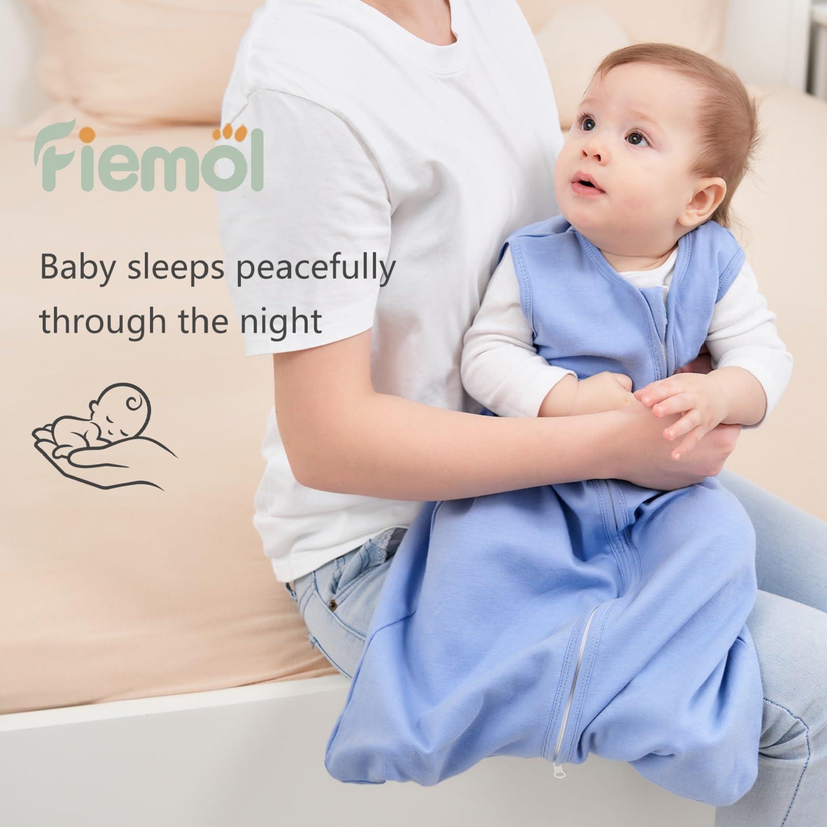 FIEMOL FIEMOL Baby Sleep Sack 12-18 Months, 100% Cotton Sleeping Sack for Newborn and Infant, 3 Pack Baby Wearable Blanket, 0.5 Tog Lightweight Double Zipper Sleep Bag Apricot