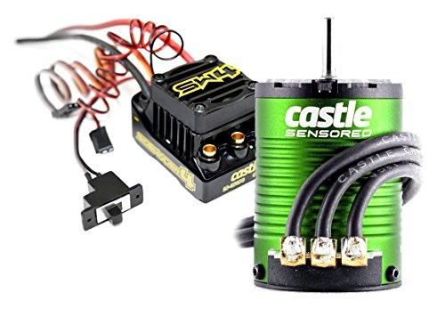 Castle Creations Castle Creations Sidewinder 4 Sensorless ESC & 1410 3800KV Brushless Motor Upgrade for 1/10 RC Vehicles SCT Edition, Black, Green