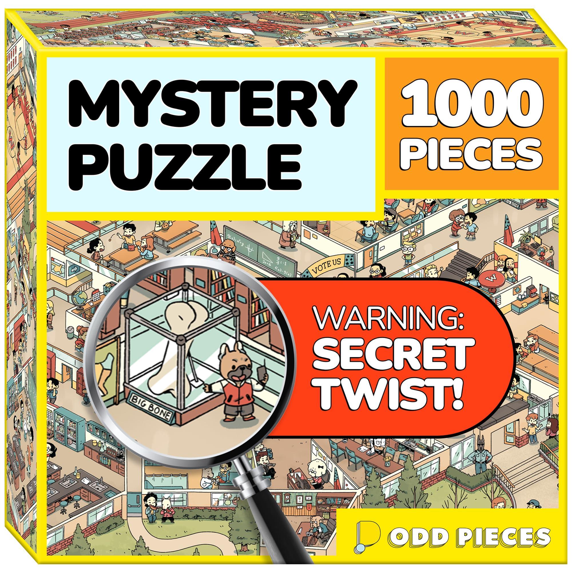 Odd Pieces Odd Pieces Mystery Jigsaw Puzzle-1,000 Pcs Mystery Puzzle with Storytelling Comics, Secret Ending-1000 Piece Puzzle for Adults & Kids 19.7\'\' x 27.6\'\' Frameable Magic Puzzle Art (Snack Attack)