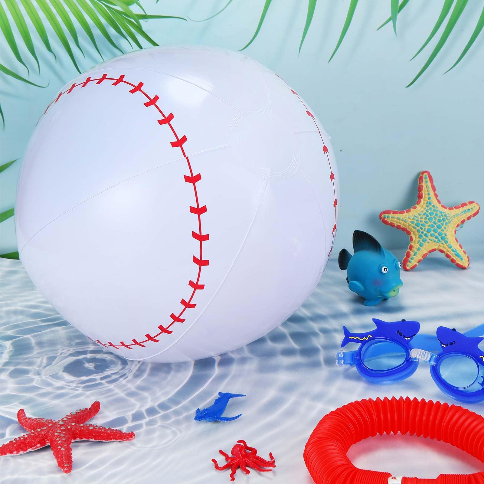 Chivao Chivao 100 Pack 16\'\' Inflatable Ball Soccer Ball Softball Volleyball Basketball Football Bulk Beach Balls Party Favors Summer Swimming Pool(White, Baseball)