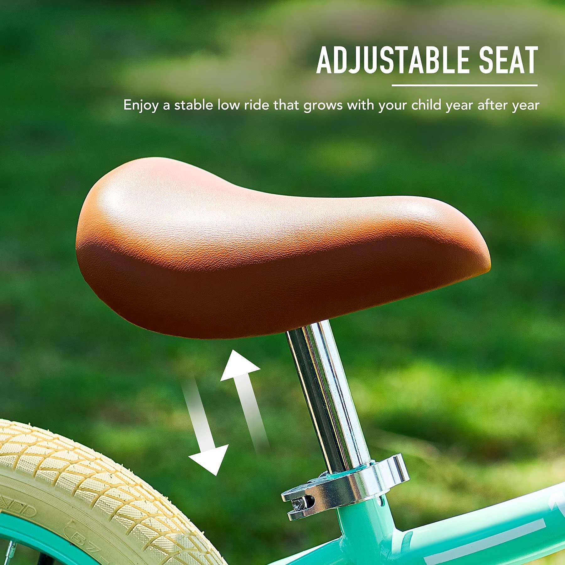 Viribus Viribus Balance Bike, 14 inch Balance Bike for 3+ 4 5 6 7 Year Old, Balance Bike with Basket for Big Kids, Kid Balance Bikes Boy Girl with Rubber Tire, Carbon Steel Frame, Outdoor Toy, Mint 66 lb.