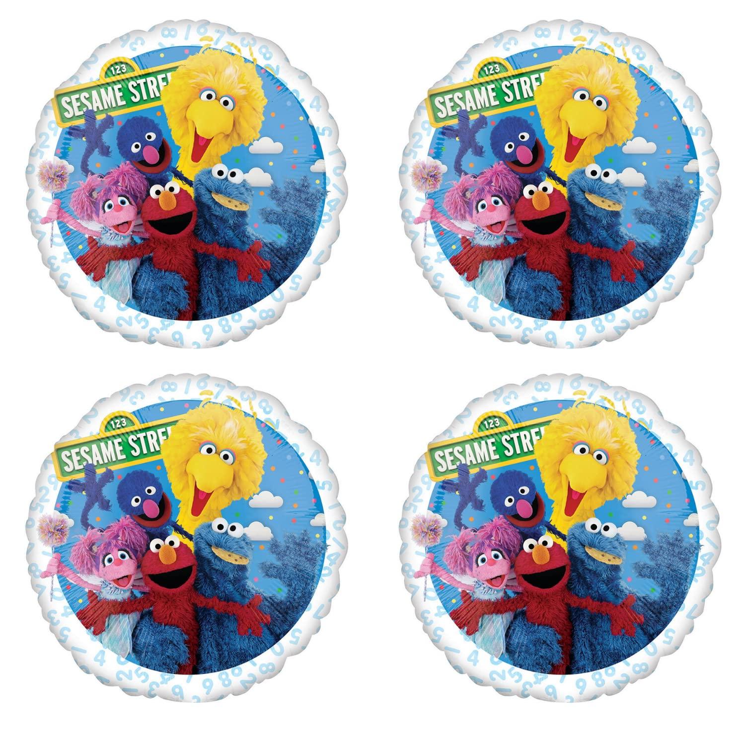 Epic Party Plan Sesame Street Kids Party Balloons - Set Of 4 Seasame Street Birthday Theme Balloon Decorations Featuring Elmo Big Bird Abby Cadabby Grover And Cookie Monster