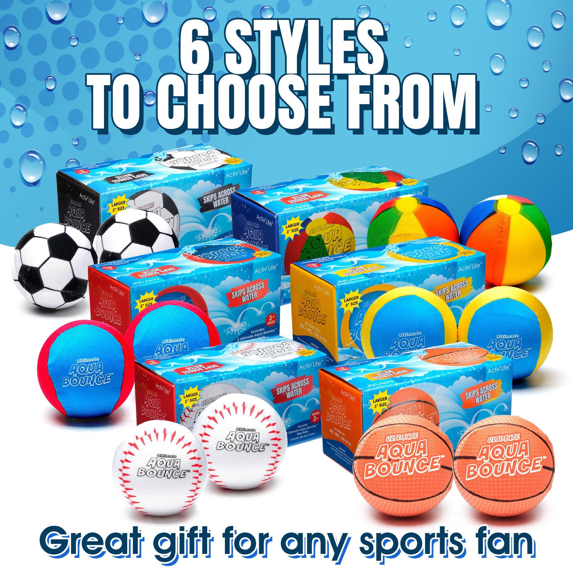 Activ Life Ultimate Larger 3 Size Skip Balls (Baseball) Beach Pool Toys for Kids Ages 8-12 Year Old Boys Girls Gifts Easter Basket Stuffers for Teens Family Fun Water Games Adult Men Women Best Birthday Present