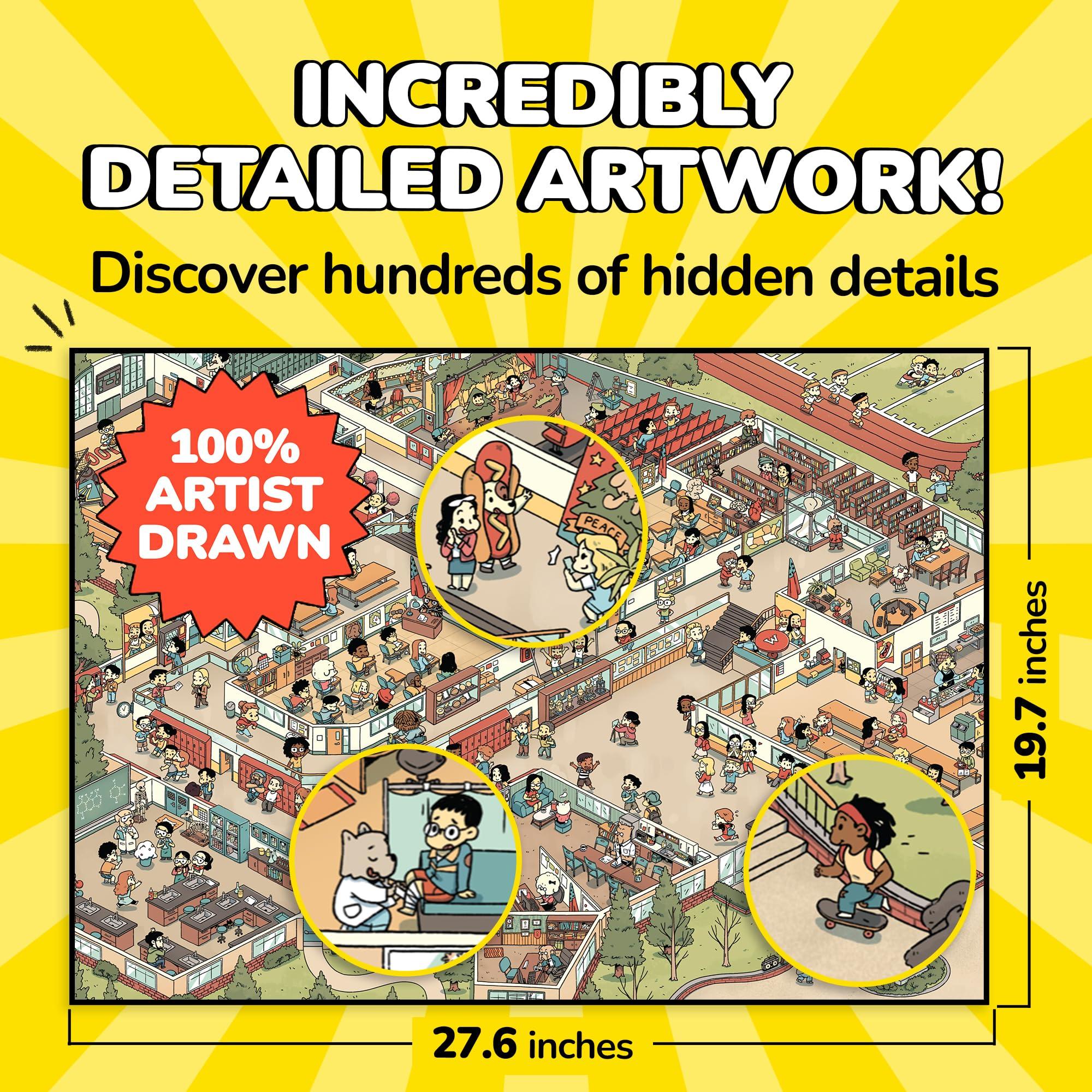 Odd Pieces Odd Pieces Mystery Jigsaw Puzzle-1,000 Pcs Mystery Puzzle with Storytelling Comics, Secret Ending-1000 Piece Puzzle for Adults & Kids 19.7\'\' x 27.6\'\' Frameable Magic Puzzle Art (Snack Attack)