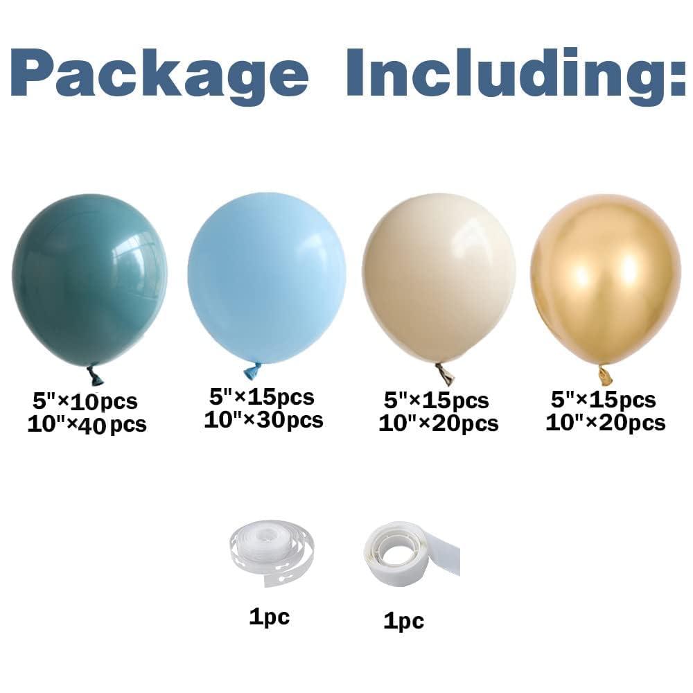 GIHOO Dusty Blue Balloon Garland Arch Kit 165pcs White Sand Pastel Macaron Blue Ocean Blue Chrome Gold Balloon Boho Baby Shower Wedding Boy Birthday Decoration