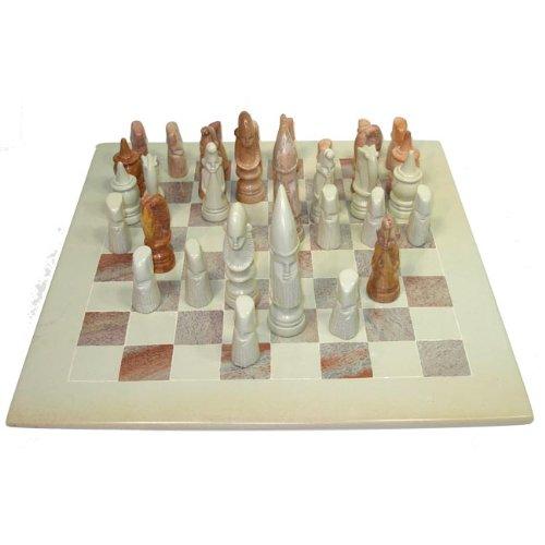 Global Crafts SMOLArt Hand Carved Soapstone Maasai Chess Set - 14" Board