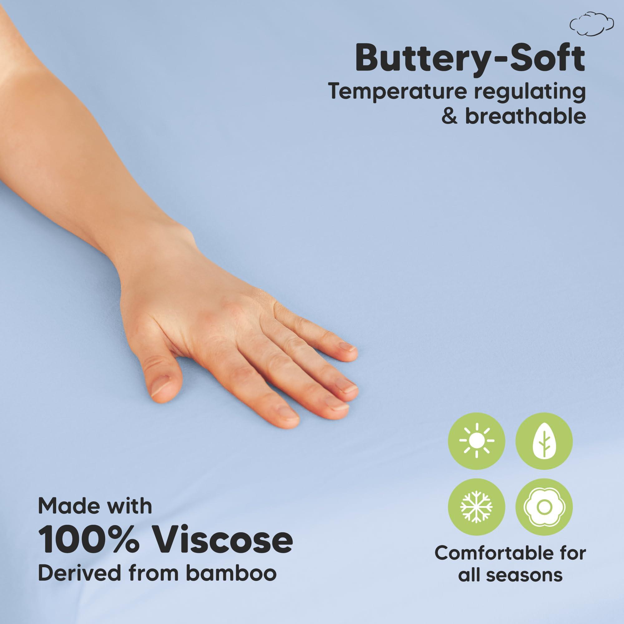 KeaBabies Pack and Play Sheets Fitted, 2-Pack Mini Crib Sheets - Pack N Play Sheets, Fitted Crib Sheet for Pack and Play Mattress, Playard Baby Crib Sheets, Crib Sheets Neutral for Boys, Girls (Blue Flax)