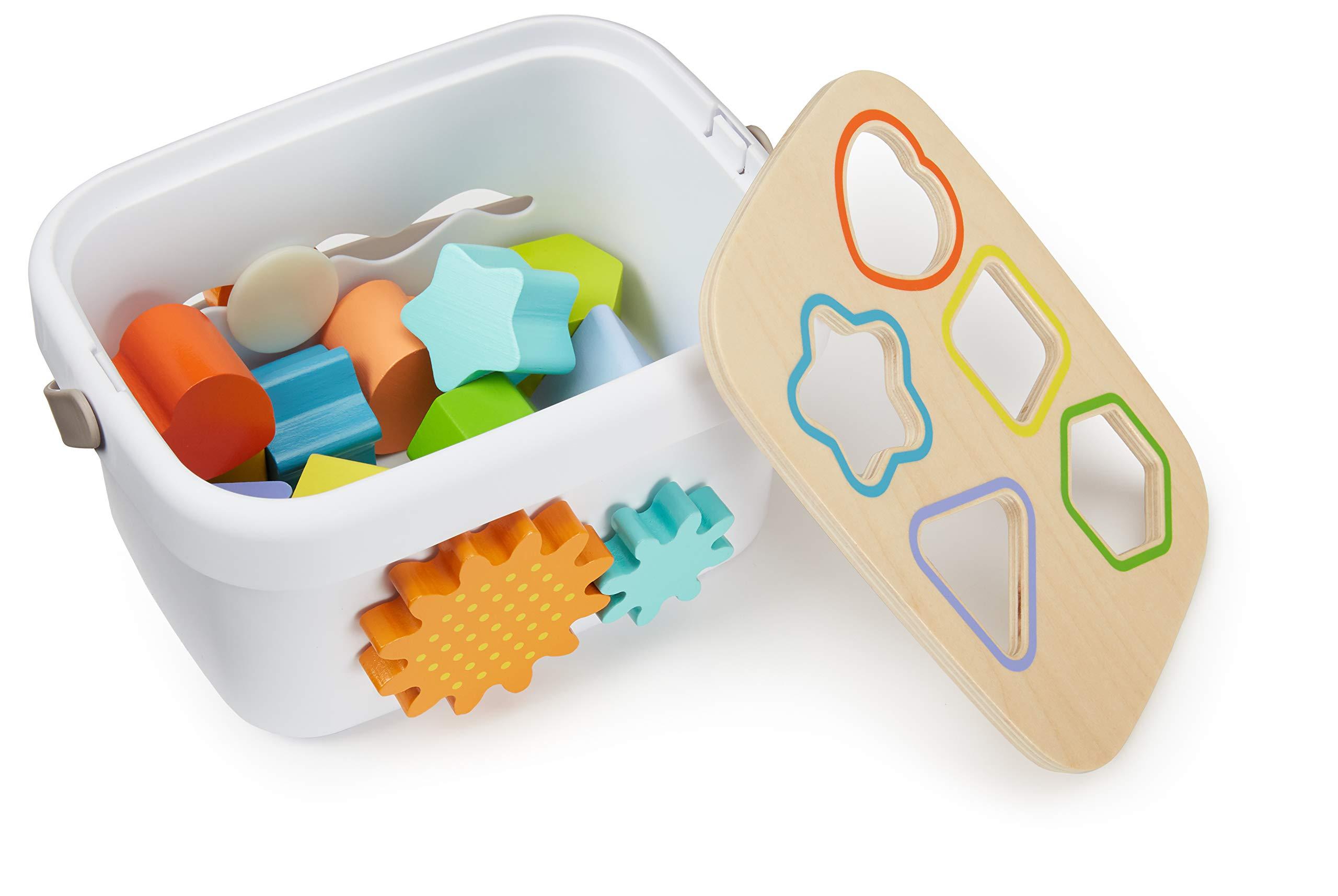 Amazon Basics Amazon Basics Wooden Shape Sorter and Rainbow Stacker Classic Baby Toy Set-Sorting Play For Infants Age 12M+, Medium, Multicolor