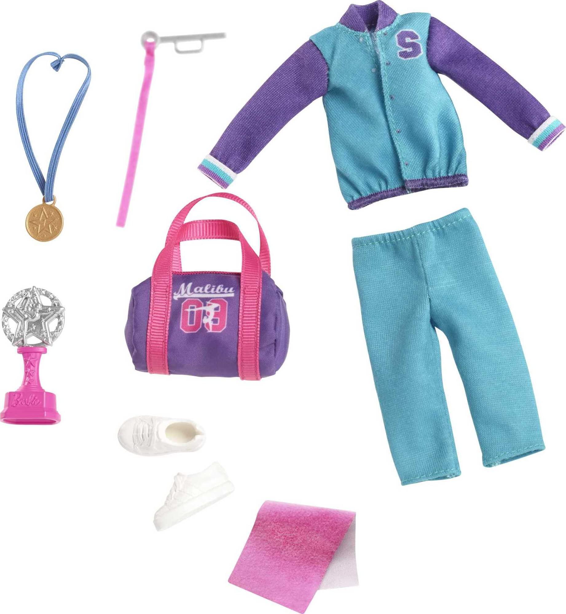 Barbie Barbie Team Stacie Doll and Gymnastics Playset with Spinning Bar and 7 Themed Accessories for 3 to 7 Year Olds