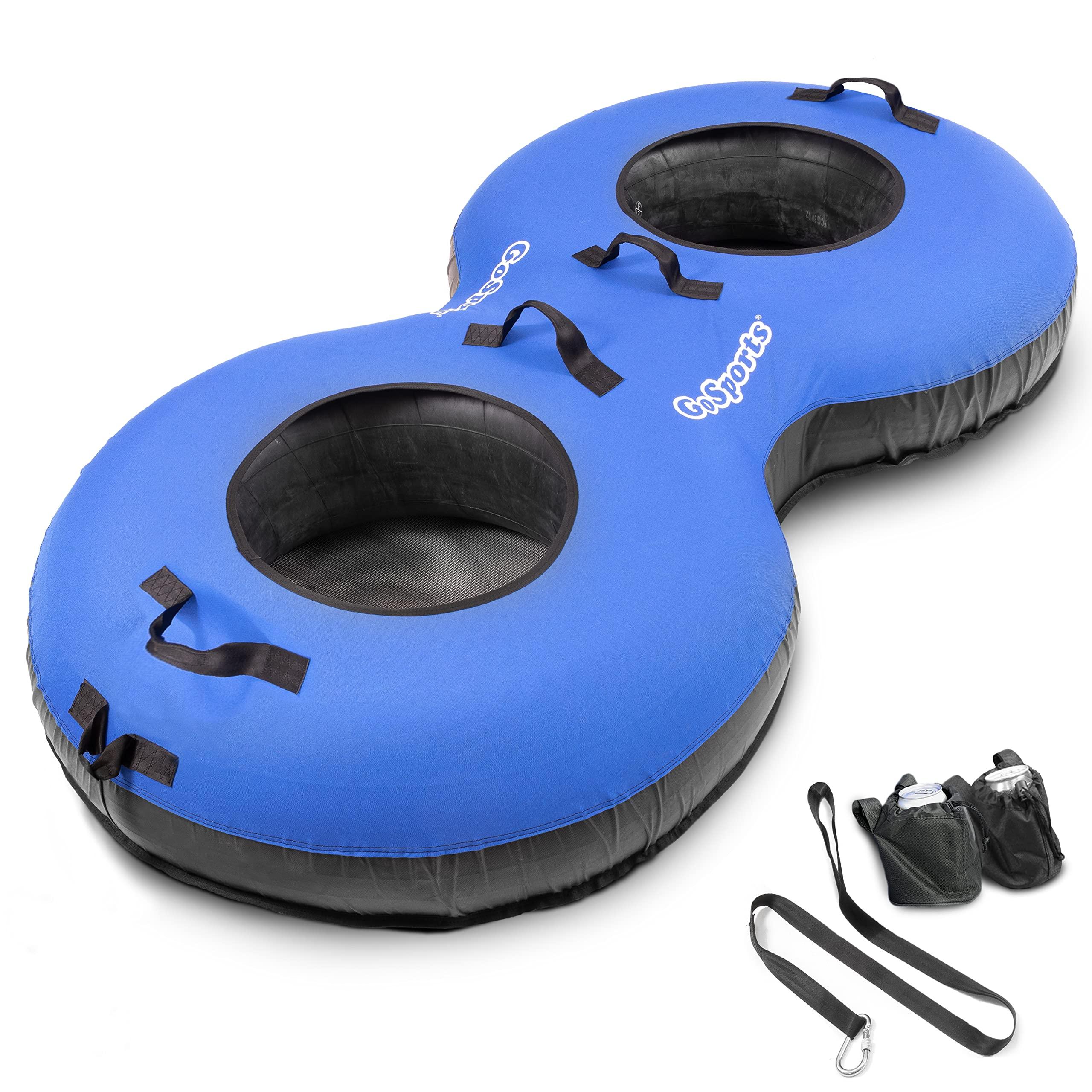 GoSports GoSports Heavy-Duty 2 Person Floating River Tube with Premium Canvas Cover-Commercial Grade Double River Tube-Blue