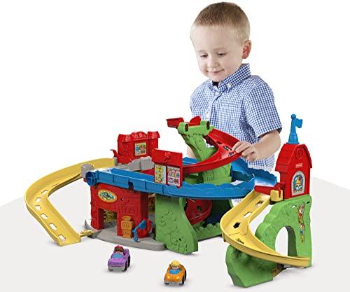 Fisher-Price Fisher-Price Little People Toddler Toy Sit n Stand Skyway Race Track Playset, 34+ Inches Tall, 2 Cars for Pretend Play Kids Ages 18+ Months