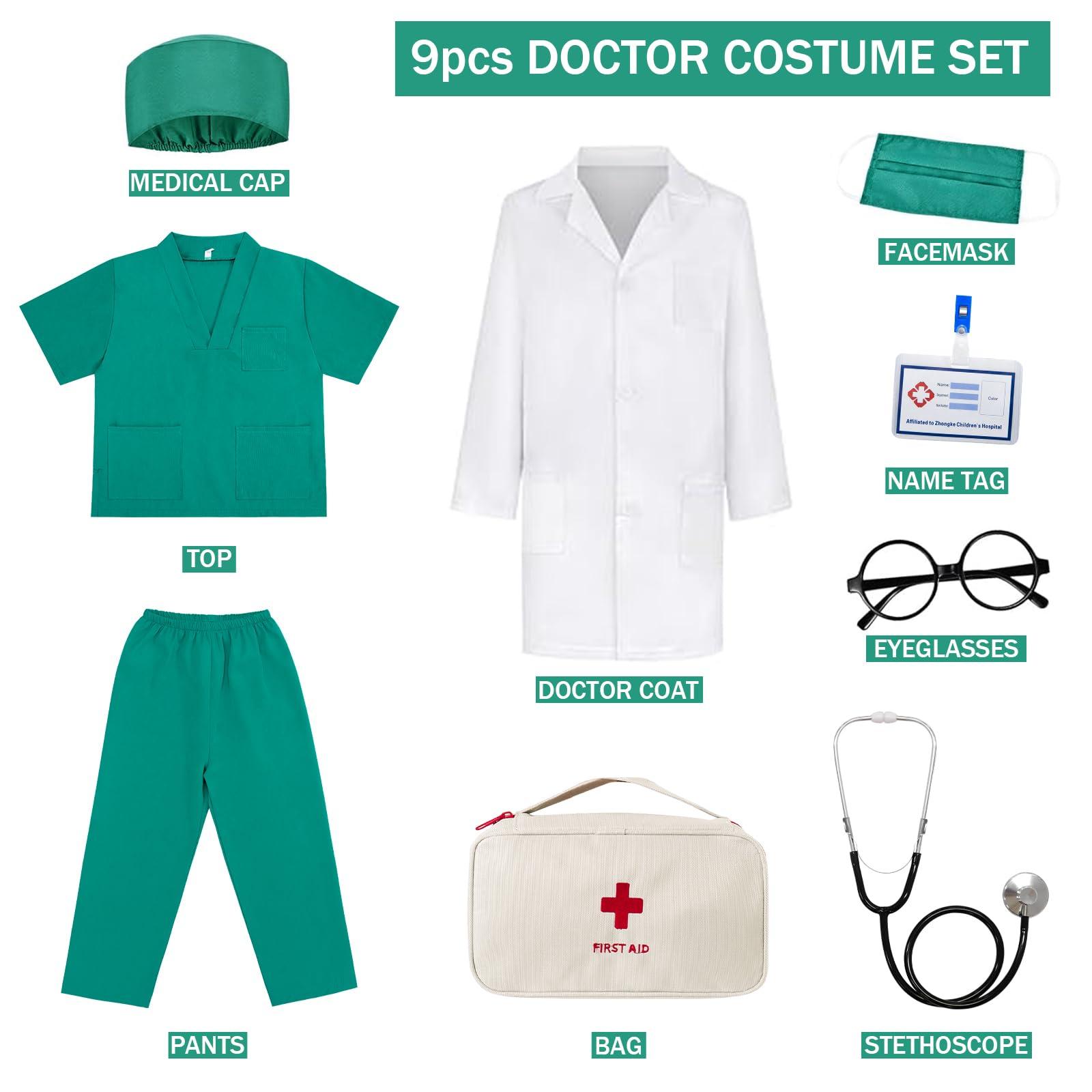 Miltrs Miltrs Doctor Costume For Kids With Real Stethoscope Kids Scrubs Halloween Costumes For Girls Boys Doctor Dress Up