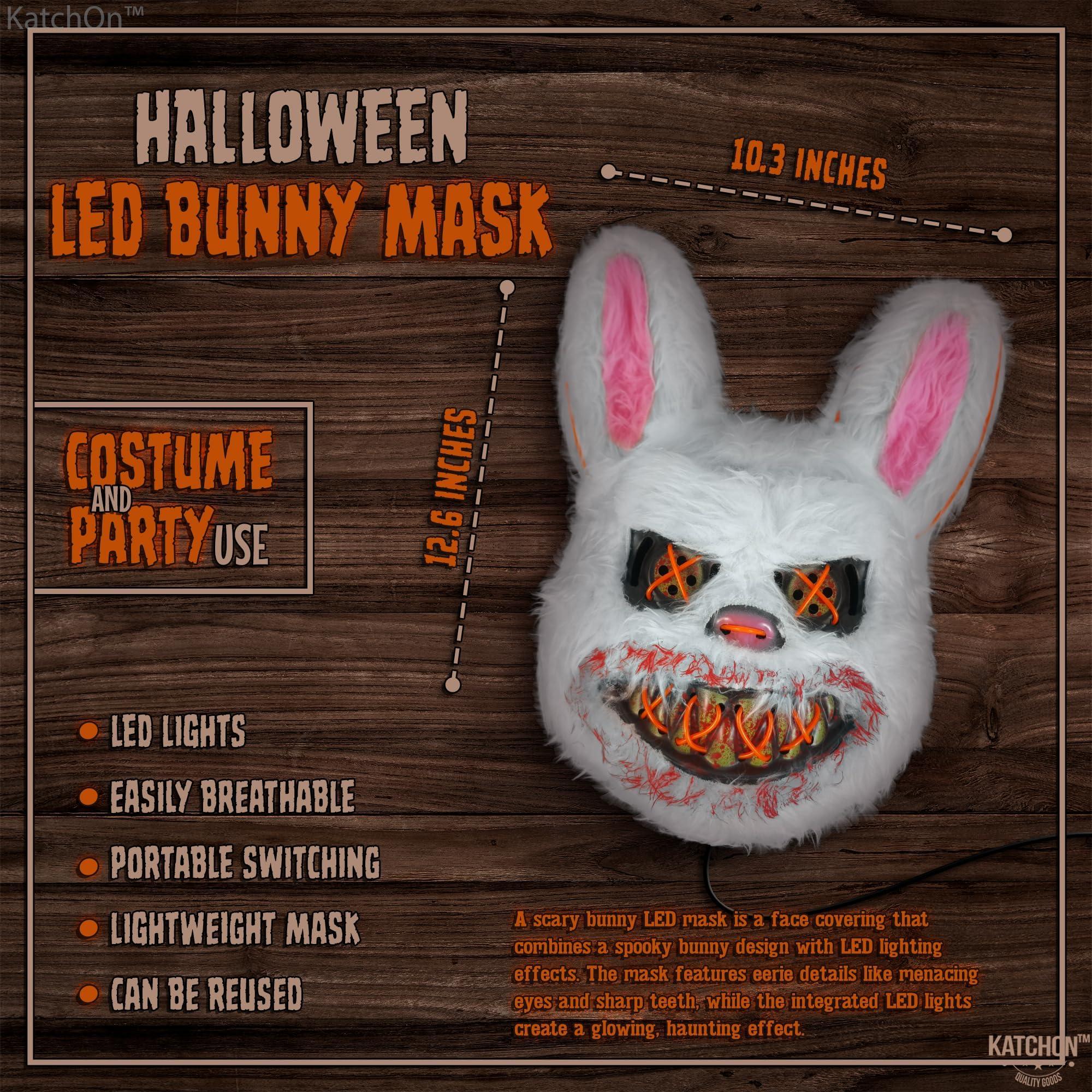 KatchOn KatchOn, Halloween Mask LED Light Up Bunny Mask - 13x10 Inch The Purge Bunny Mask | Realistic Movie Cosplay Mask, Halloween Cosplay Party | Masquerade Parties | Halloween Festival, Bunny Purge Mask