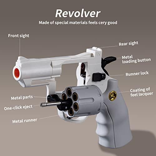 Tehoosen Revolver Toy,Extended Barrel,Can fire Soft Bullets,Water Gel Beads,Digital Shooting Targets with Foam Dart Toy Shooting Blaster,Toys for Kid Boys Girls,Compatible