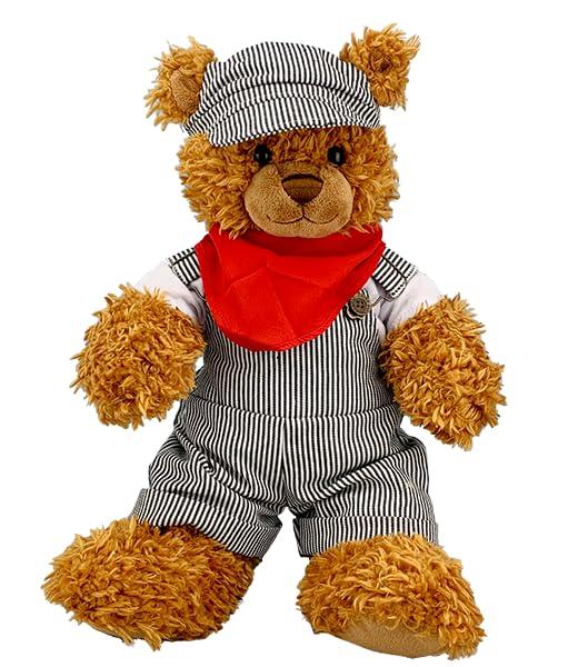Plush Gear Plush Gear Train Conductor Outfit for 14"-18" Stuffed Animals Railroad Worker Costume for Teddy Bears & Soft Toys Fun Dress-Up Clothes