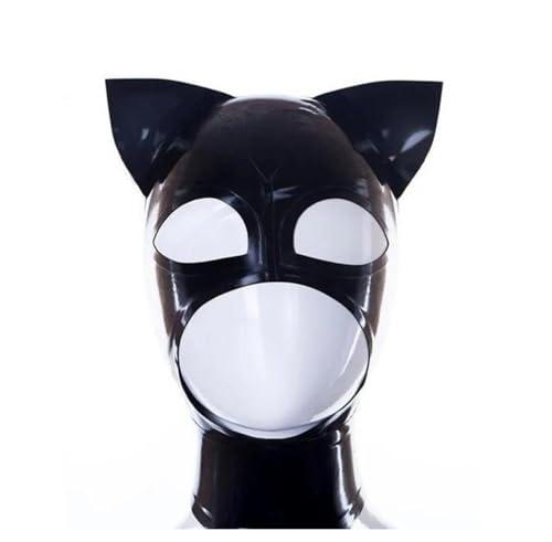 SMGZC SMGZC Latex Head Cover,With ears Latex Mask Latex Face Hood,Rubber HeadMask Back Zipper for Cosplay Clubwear (M)