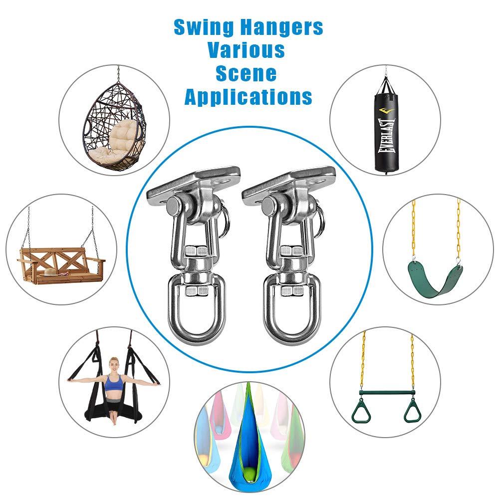 WAREMAID WAREMAID Hammock Chair Hanging Kit Swing Ceiling Mount, Heavy Duty 360° Swivel Swing Hanger Hook, Playground Hanging Chair, Tree, Gym, Rope, Swing Set Bracket, Punching Bag Hardware, 1000 LB