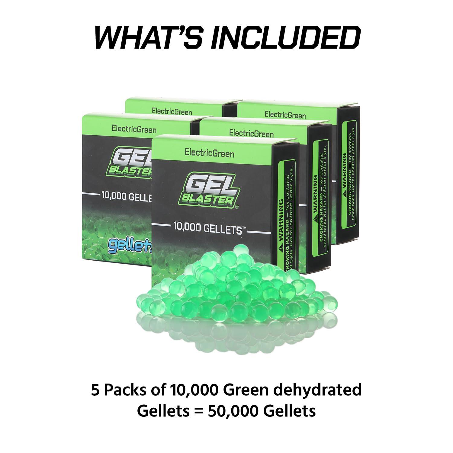 Gel Blaster Gel Blaster Gellets Refill Ammo, 50,000 Green Gellets - All-Natural Eco Friendly, Non-Toxic, Non-Staining & Non-Irritating Water Based Gel Balls - Made Specifically for Gel Blaster