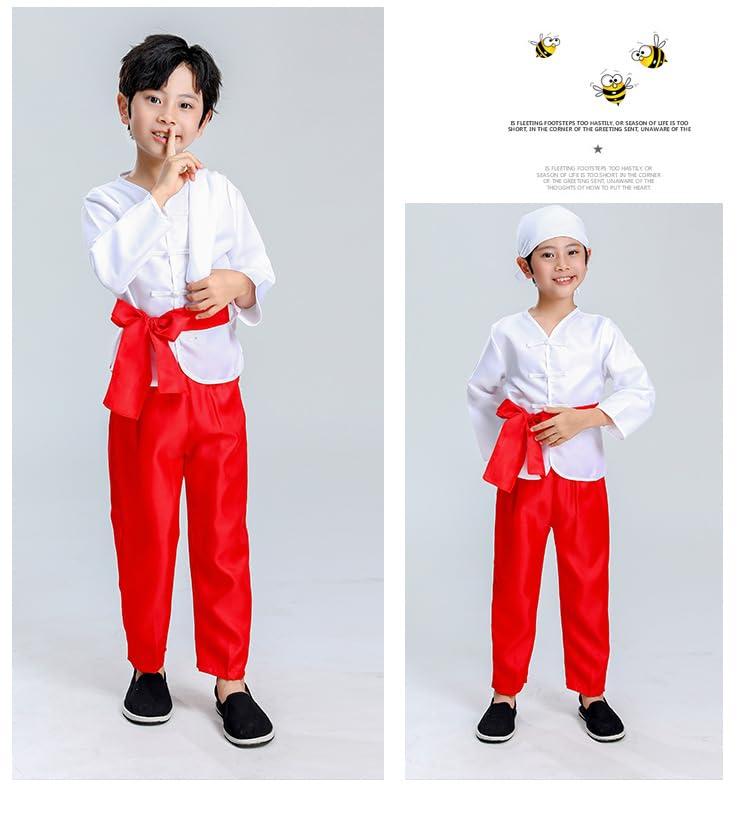AINIFU AINIFU Chinese Farmer Hanfu for Boys Modern Drama Performance Cosplay Costume Ancient Server Uniforms