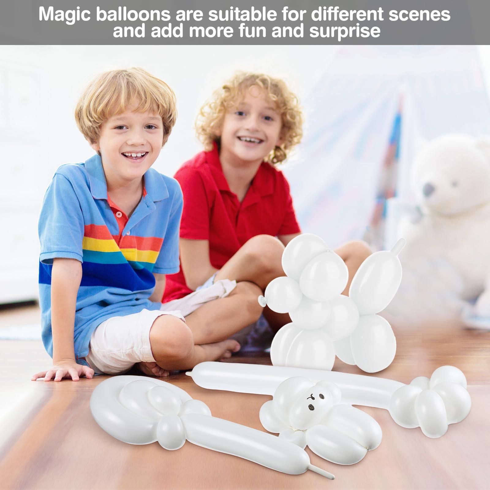 Lenwen Lenwen 1000 Pcs Long Balloons Bulk 260 Latex Twisting Balloons Decoration for Birthday, Wedding, Festival, Clowns, Party Supplies(White)