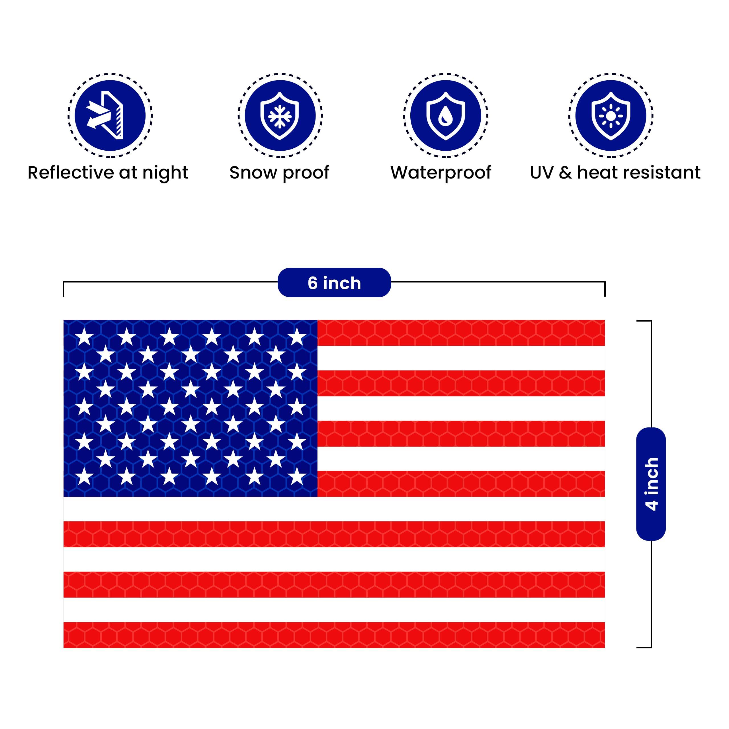 Generic (4 Pack) Professional (Original) Reflective American Flag Sticker (6x4) Inches - American Flag Decal - American Flag Stickers Decals for Car Bumper Truck, Window Small Auto Vehicles Helmet -