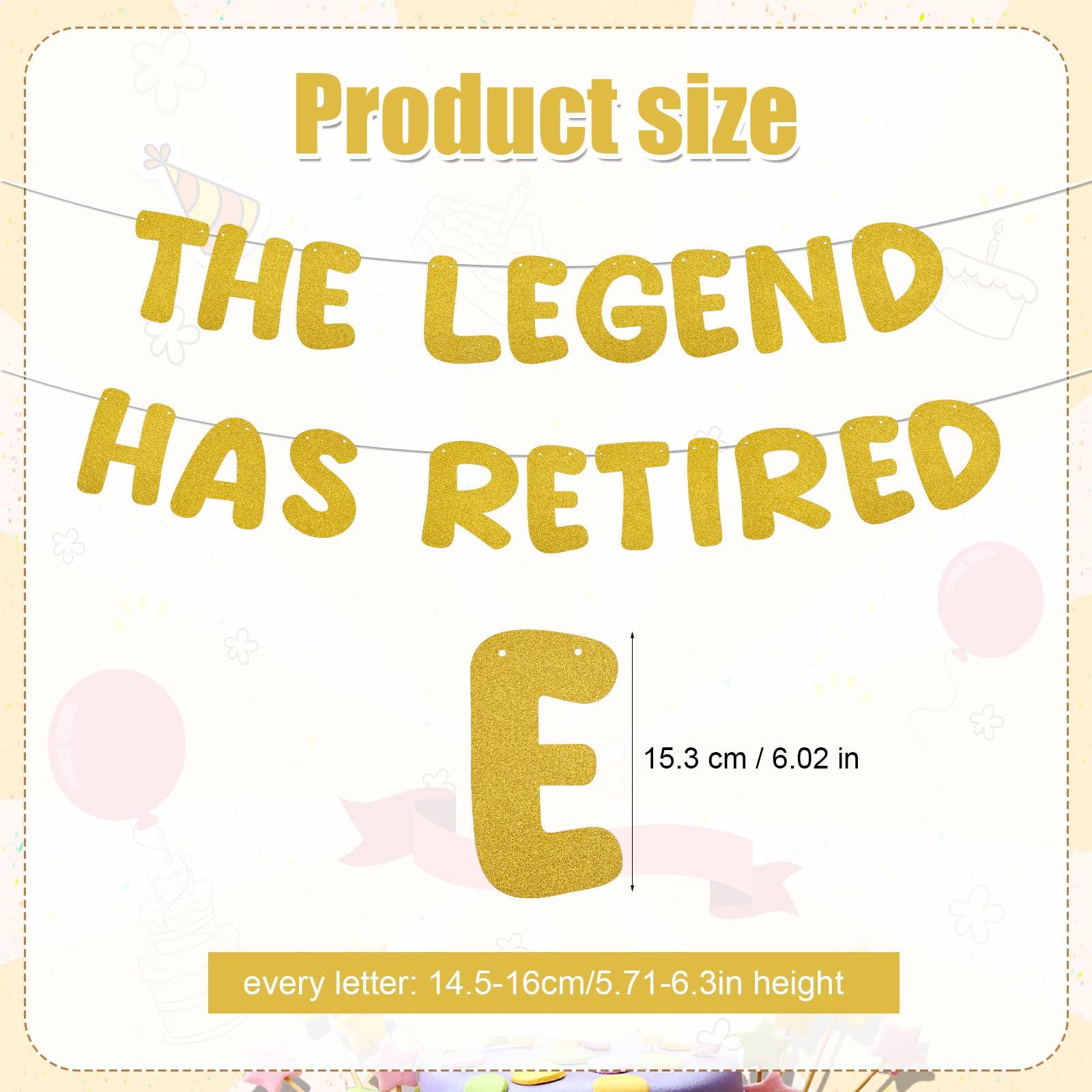 NQEUEPN The Legend Has Retired Banner, Happy Retirement Banner Joyful Retirement Party Favors Pre-Strung Retirement Celebration Supplies and Gifts for Men Women (Gold)