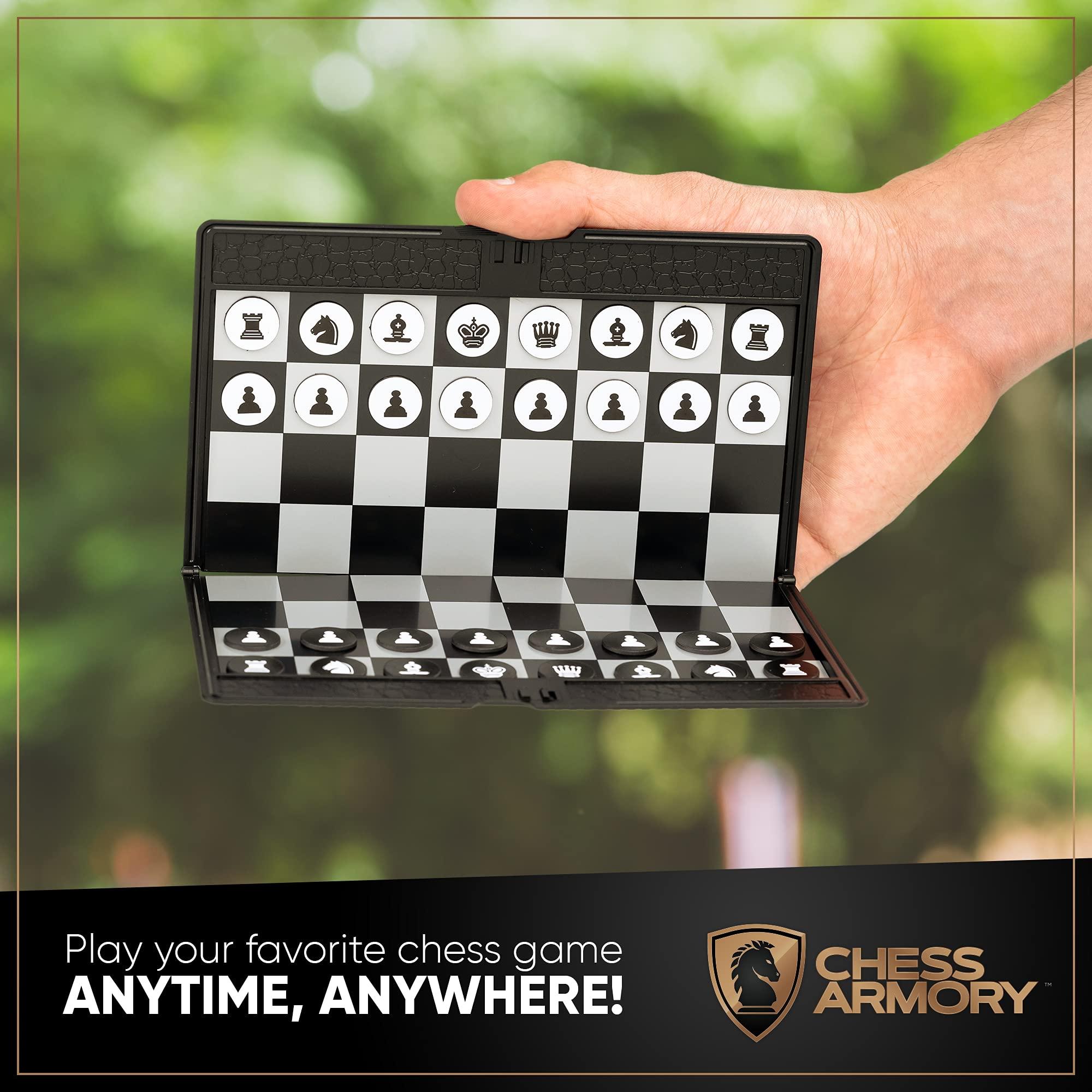 Chess Armory Chess Armory Pocket Chess Set - Portable Mini Chess Set for Adults and Youth - Mini Chess Board to Take Anywhere for an Unforgettable, Mind-Sharpening Chess Game