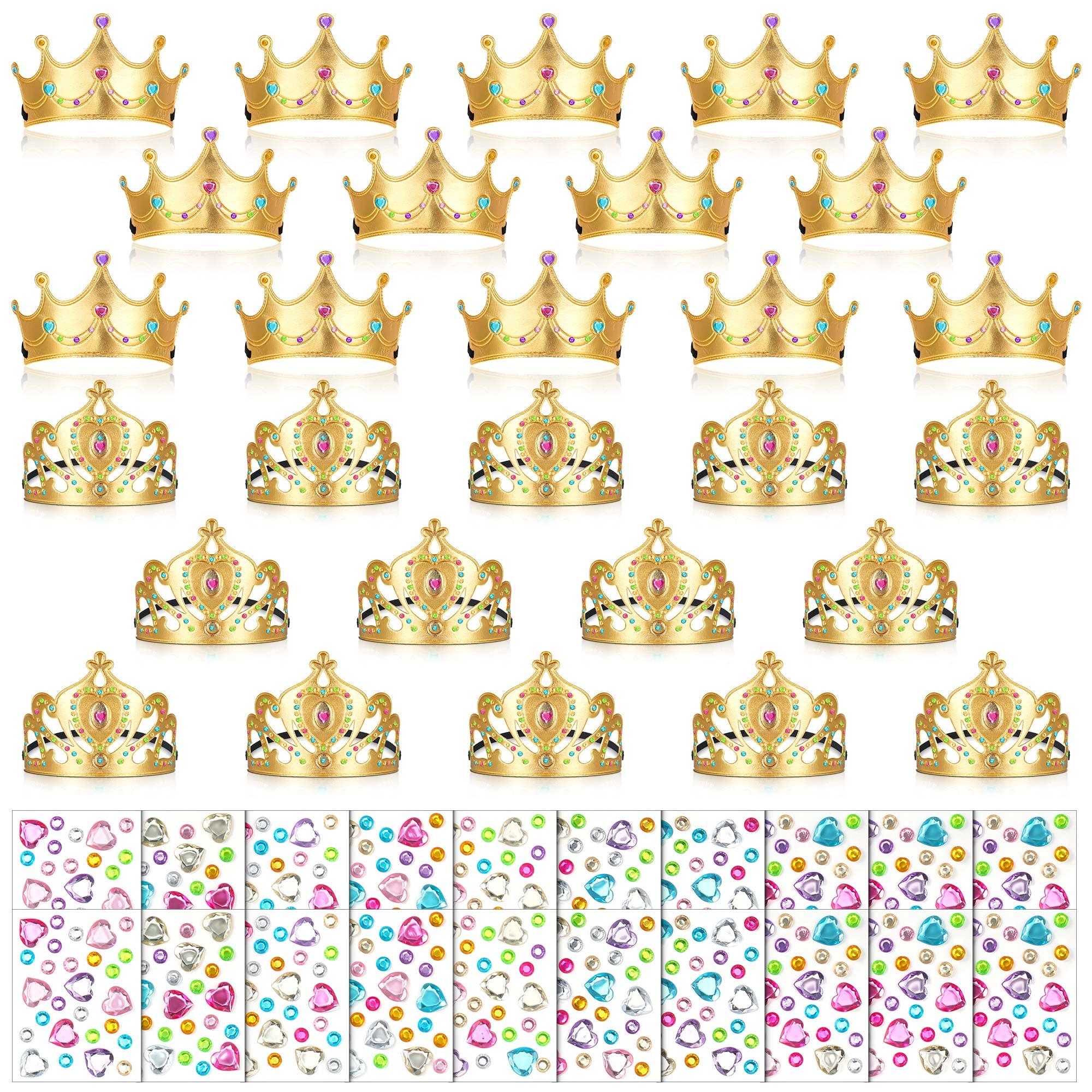 Yaomiao Yaomiao 66 Pieces Foam Princess Tiaras DIY Crowns Kids Party Favors Craft Crystal Diamond Sticker Girls Making Your Own Tiara (Gold)