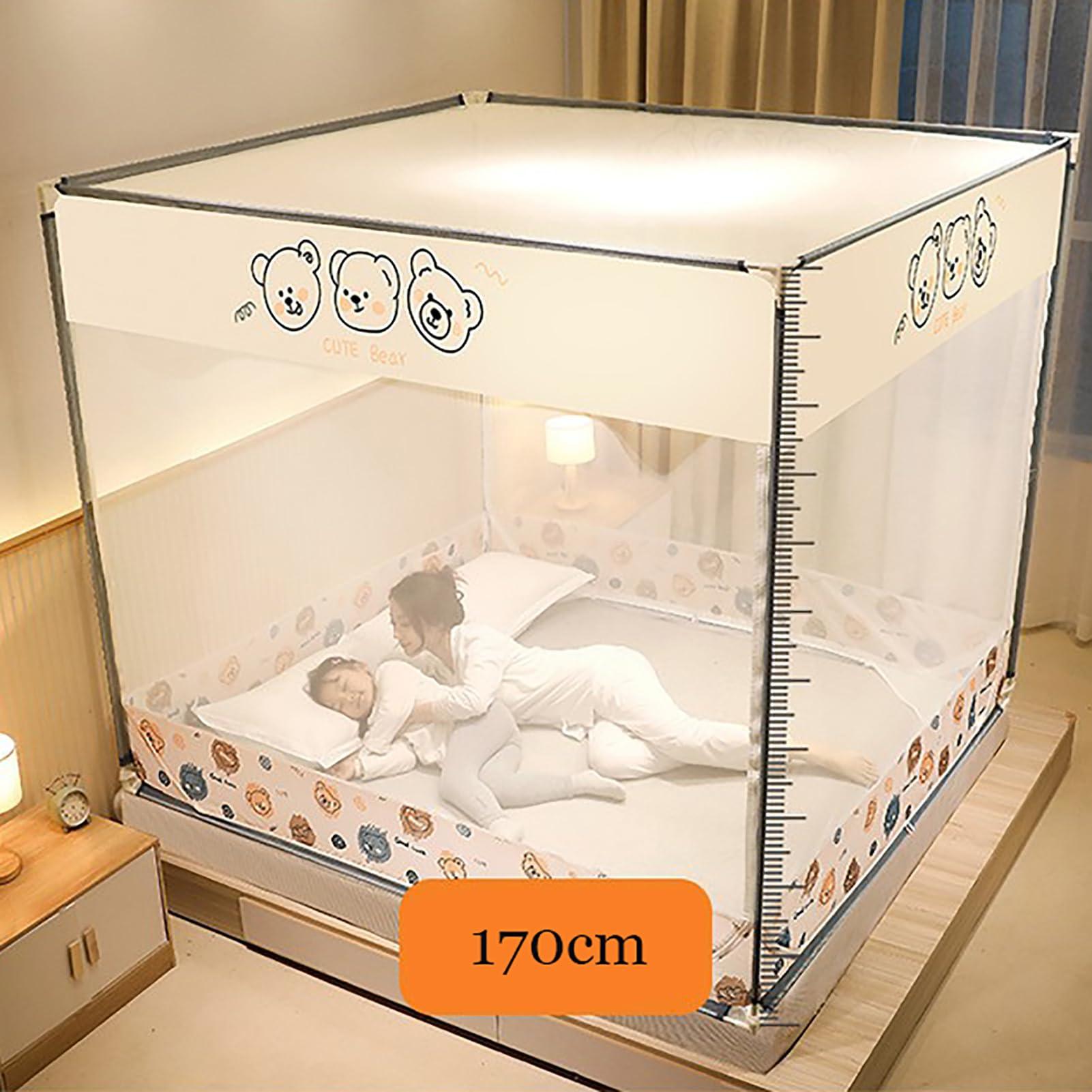 YAXANSIH YAXANSIH Free Installation of Mosquito Net Anti-fall's Square Top Zipper Encryption Folding Wire Anti-Mosquito Net Home,J,1.5X2M