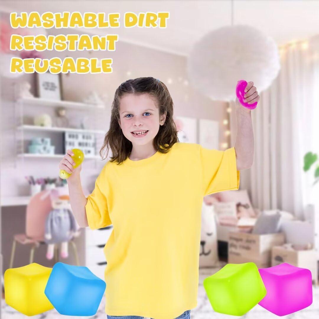 salepo 4Pcs Stress Cube Fidget Toys for Party Favors, Squishy Fidget Toys for Anxiety Relief, Slow Rise Squishy Sensory Cube for Classroom Prizes, Soft Fidget Stress Cube Toys for Students Kids Adults