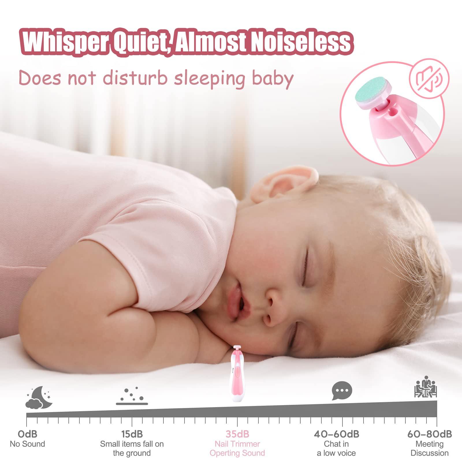 Qunlions life Baby Nail Trimmer Electric-12 in 1 Baby Nail Clippers Safe Baby Nail File Kit with a Nail Clipper, Scissor, Tweezers, and Nail Files (Pink+)