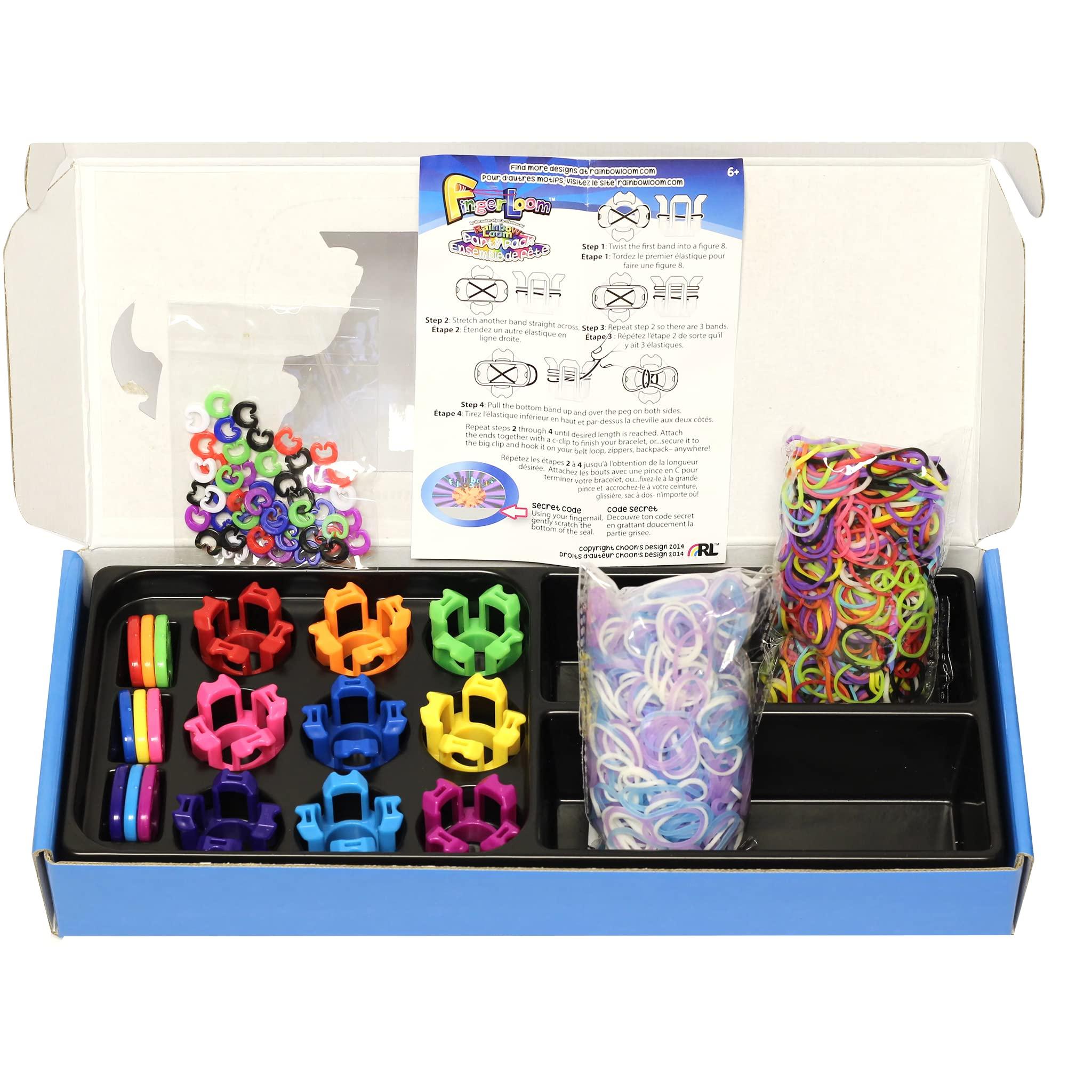 Rainbow Loom Rainbow Loom Finger Loom Party Pack, Features 9 Colored Finger Looms and 1200 Glow in The Dark Bands Perfect Party Activities for Boys and Girls 7+