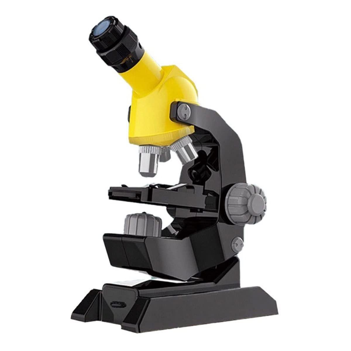 JOEBO Microscope Kit Microscope for Kids, Compound High Magnification Beginner Microscope Science Kit Microscope Lens Adapters (Color : Yellow)