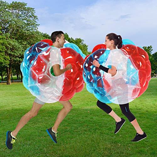 SUNSHINEMALL SUNSHINEMALL 2 PC Sumo Balls for Adult, Inflatable Body Ball Sumo Balls Bopper Toys, Heavy Duty PVC Vinyl Kids Adults Physical Outdoor Active Play (36 INCH Red Pure Blue)