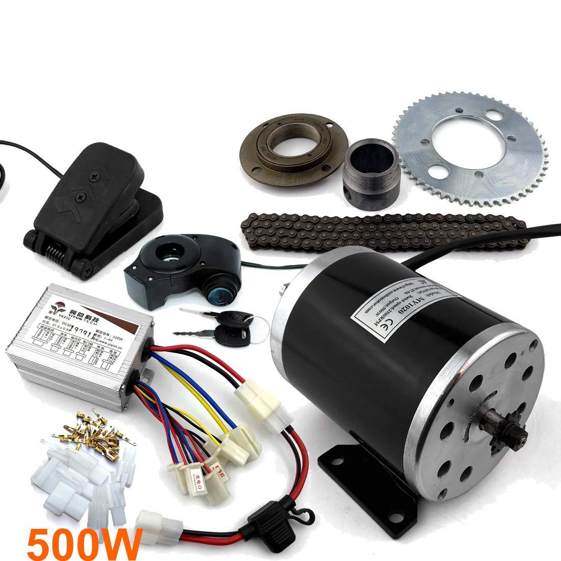 L-faster L-faster 500W Electric Motorcycle Motor Kit Use 25H Chain Drive High Speed Electric Scooter Replacement Electric Karting Conversion kit (24V pedal kit)