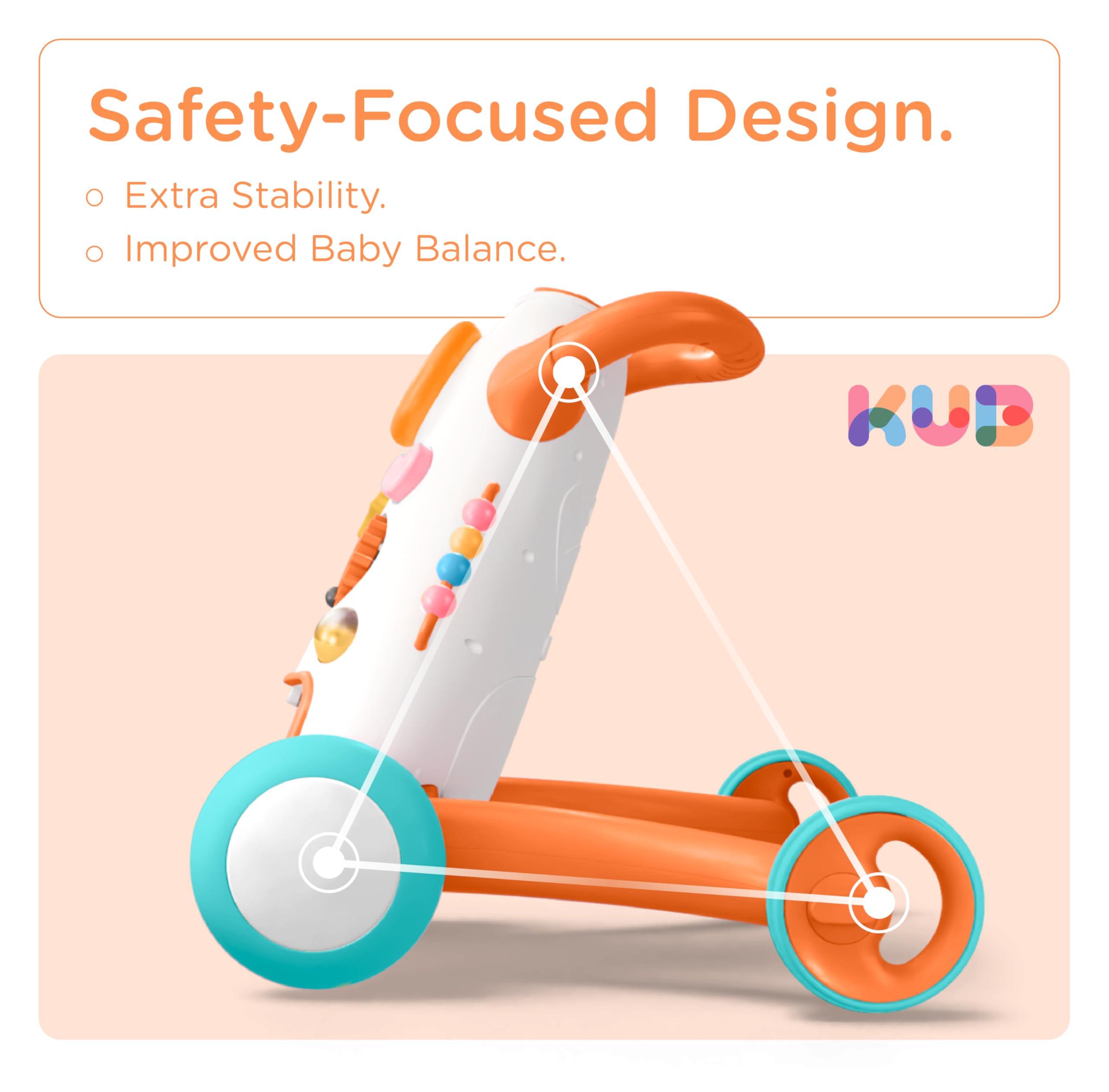 KÜB KÜB Interactive Baby Push Walker | Orange | Locking Wheels | Safe & Stable Design | Activity Walker | Baby Walker Toy | Toddler Push Toy | Learning Walker Toy | Infant Toys