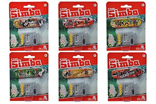 Simba Simba 103306083 Finger Skateboard, 6 Assorted Designs, Only One Item Delivered, 9 cm, Anti-Stress, Fingerboard, Finger Scooter, with Accessories, from 5 Years