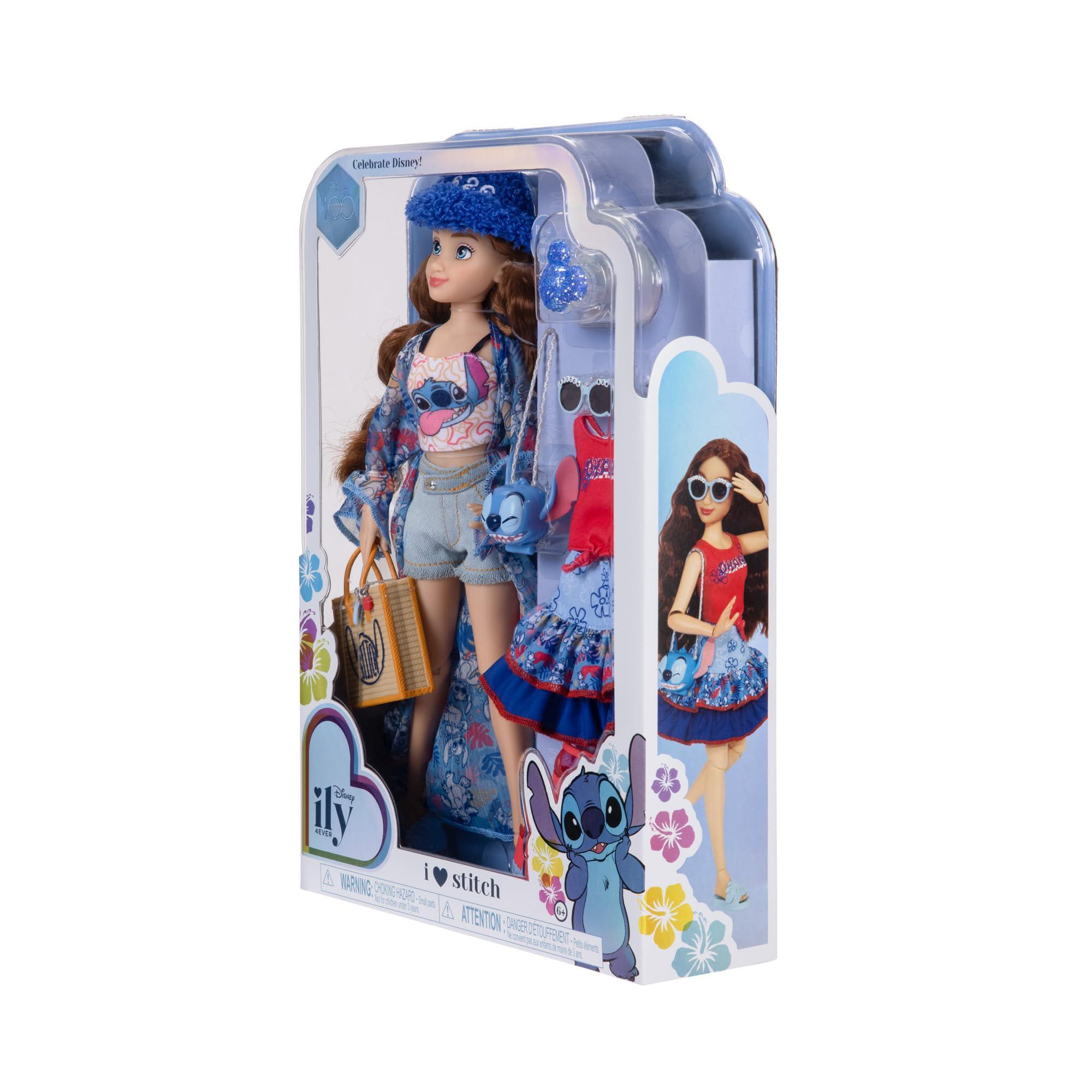 Disney ILY 4ever Disney ily 4EVER Dolls Disney 100 - Stitch 11.5" Tall with 13 Points of Articulation, Two Complete Mix-and-Match Outfits and Glittery Mickey Ring for You!