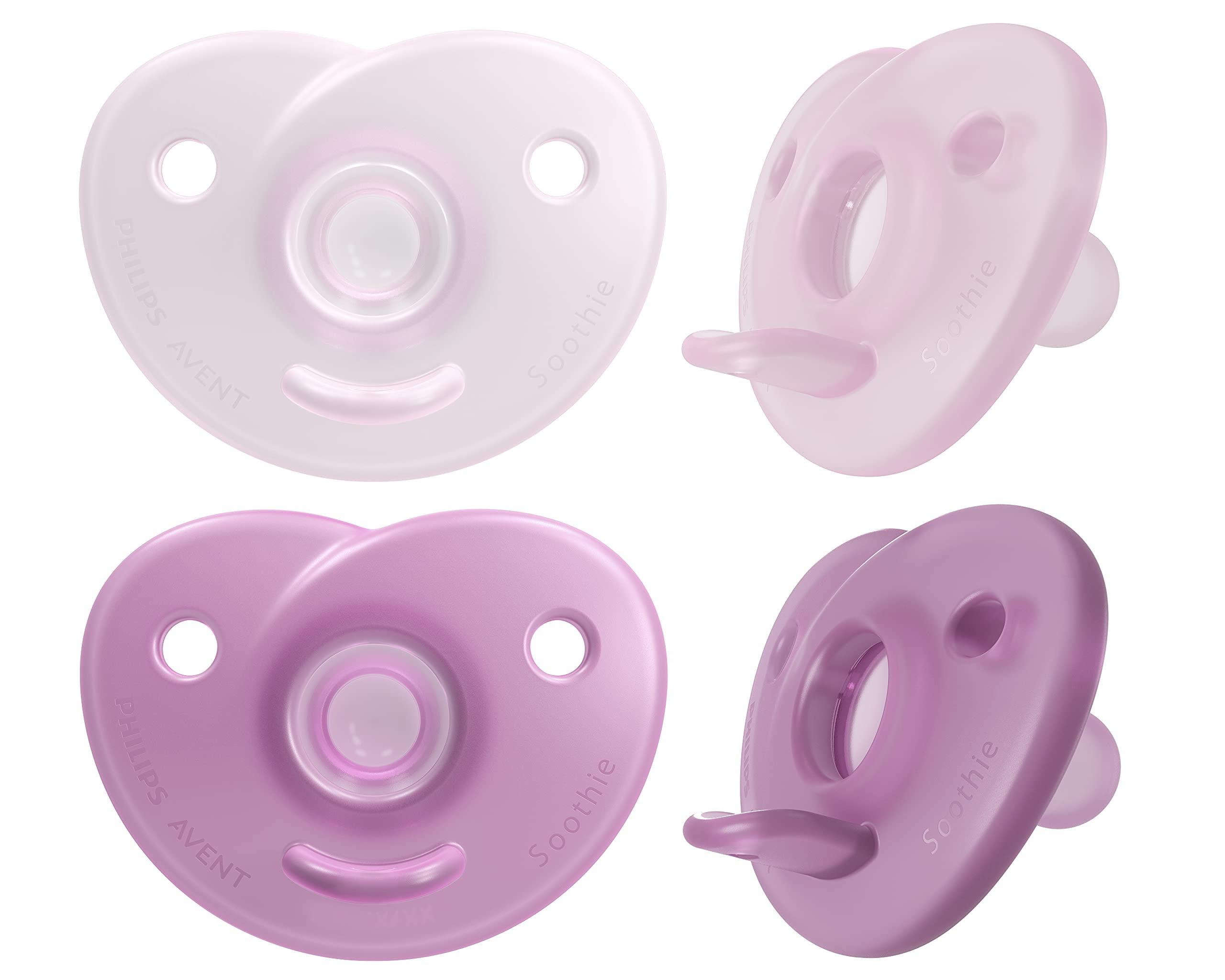 Philips Avent Philips AVENT Soothie Heart Pacifier, 0-3 Months, Pink/Light Pink, 4 Pack, SCF099/42