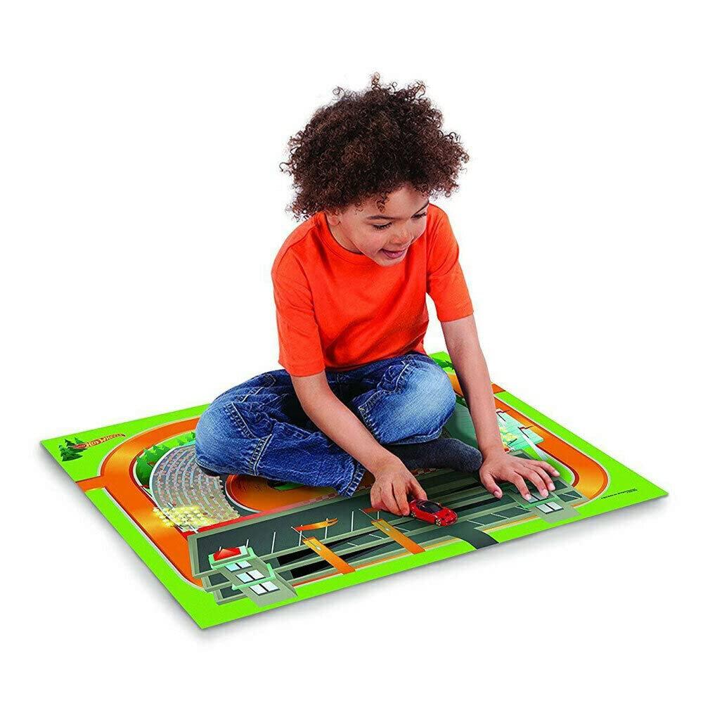 Hot Wheels Hot Wheels Mega Mat with Vehicle - Bundle with Hot Wheels Playmat with Vehicle and 4 Racecar Sticker Sheets (Hot Wheels Playset)