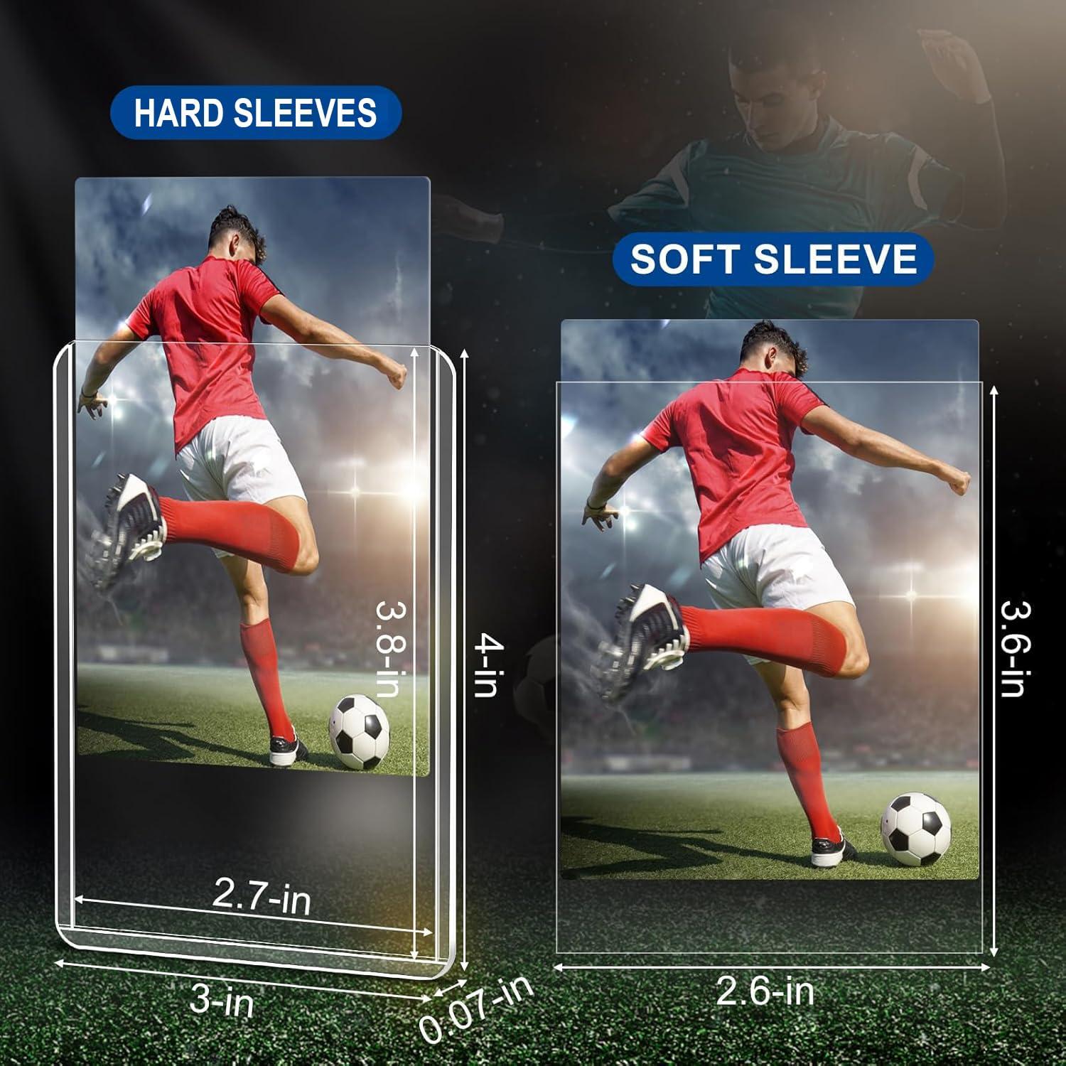 TiopLior 1000 Card Sleeves Hard Sleeves for Cards, 3\"x4\" Baseball Card Protectors Hard Plastic, 35pt Card Holders for Baseball Cards, Football Cards (500 Hard Sleeves + 500 Clear Sleeves)