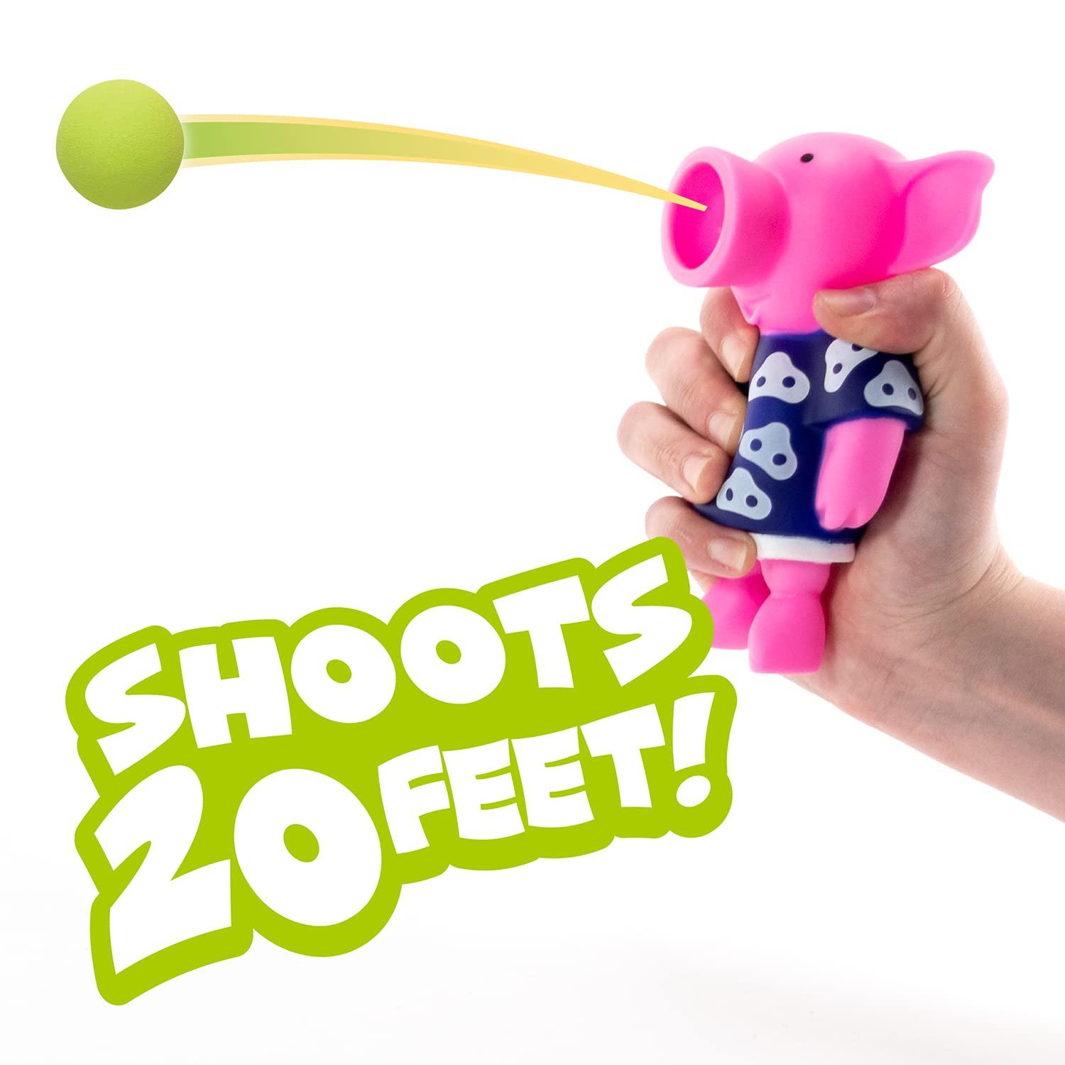 Hog Wild Hog Wild Pig Ball Popper Toy - Includes 4 Soft Foam Balls - Squeeze to Pop Air Powered Balls Up to 20 Feet - Launcher Safe for Indoor/Outdoor Play - Party Favor Gift for Kids, Girls, Boys Ages 5+