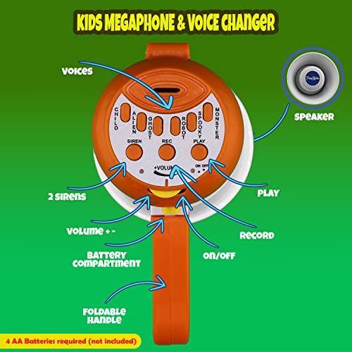 PlayRoute Megaphone for Kids - Cool Voice Changer Toy for Kids - Record & Play and Siren - Ideal Gift for Boys & Girls Ages 5-6-7-8+ Years old - Voice Changing Device - Cool Outdoor Toys Gift Ideas for Kid