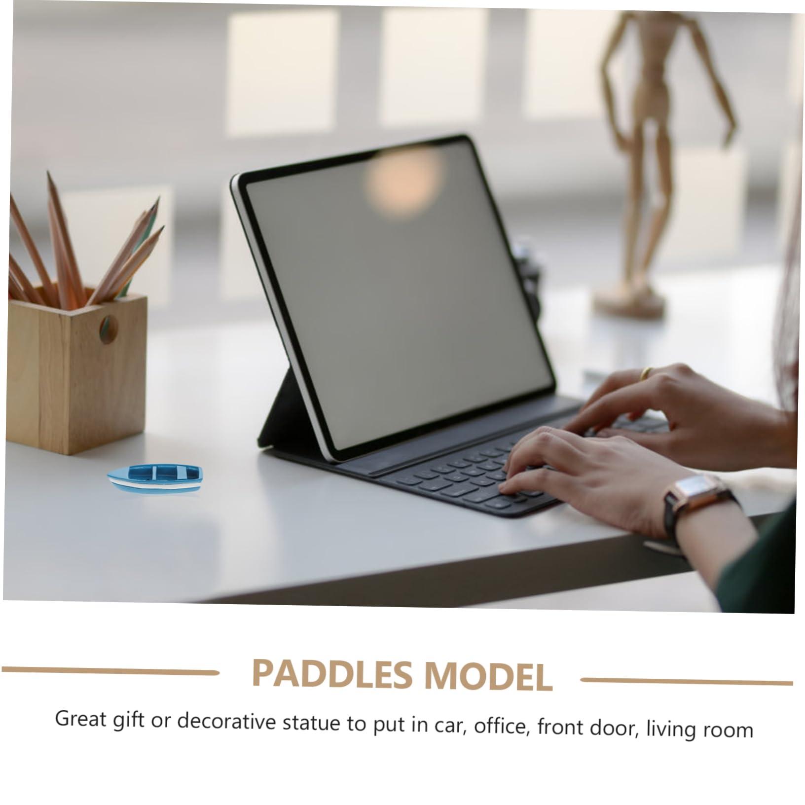 SAFIGLE SAFIGLE 2pcs Asian Decor Resin Rowing Boat Ornament Micro Landscape Boat Micro Landscape Ornaments Sailboat Figurine Home Decor Work Desk Accessories Paddles Model Glass Wooden Model
