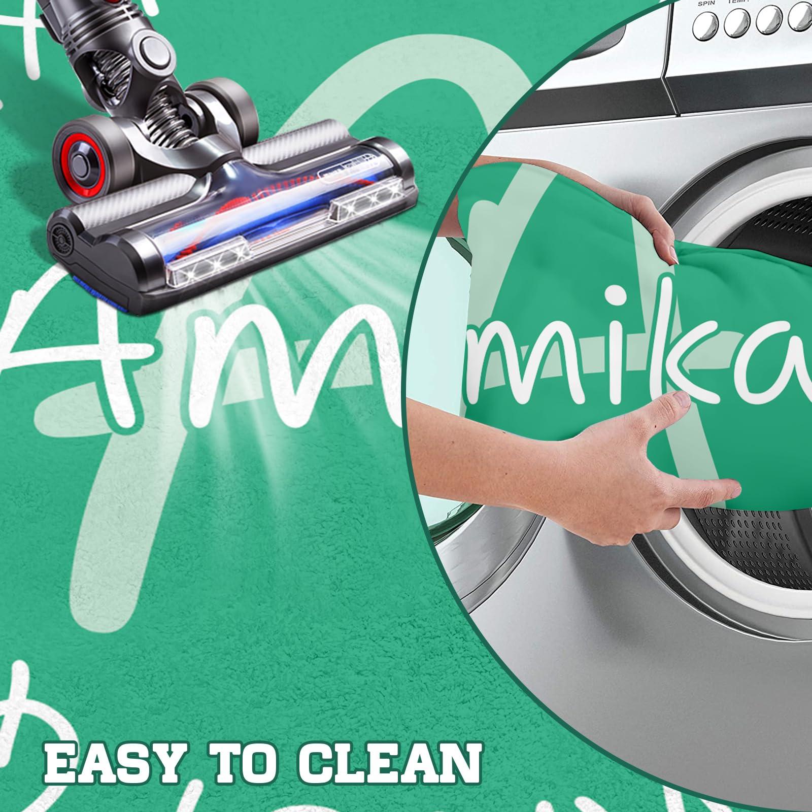 lanleay lanleay Custom Name Alphabet Design Nursery Rug for Baby Room Decor, Personalized Green Toddler Rugs for Baby Boys Girls, Customized Newborn Rugs for Baby Playrooms Personalized Gift