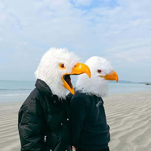 MOKRY PARTY MOKRY PARTY White Eagle Head Mask Animal Bird Mask Eagle Claw Hairy Latex Mask Halloween Carnival Costume Mask